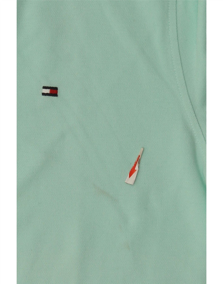 Cămașă polo Tommy Hilfiger pentru bărbați, bumbac turcoaz mediu