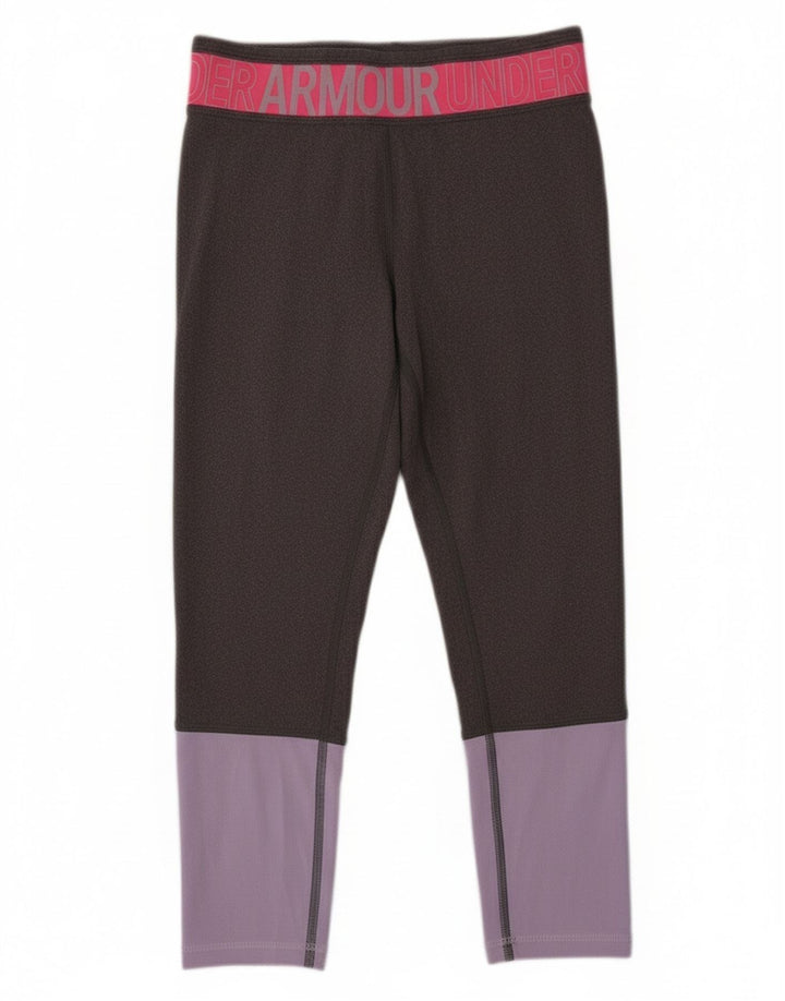 Jambiere grafice Under Armour pentru fete 9-10 ani, gri mediu, color block