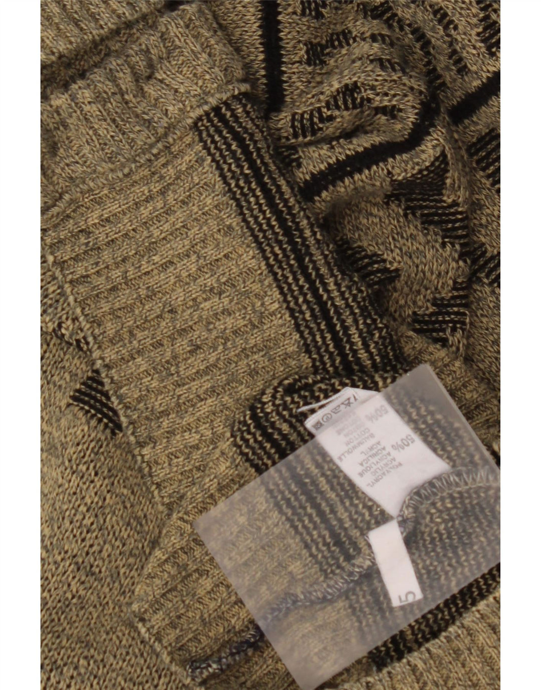 Pulover Cardigan Bărbați VINTAGE Mare Kaki Geometric Bumbac