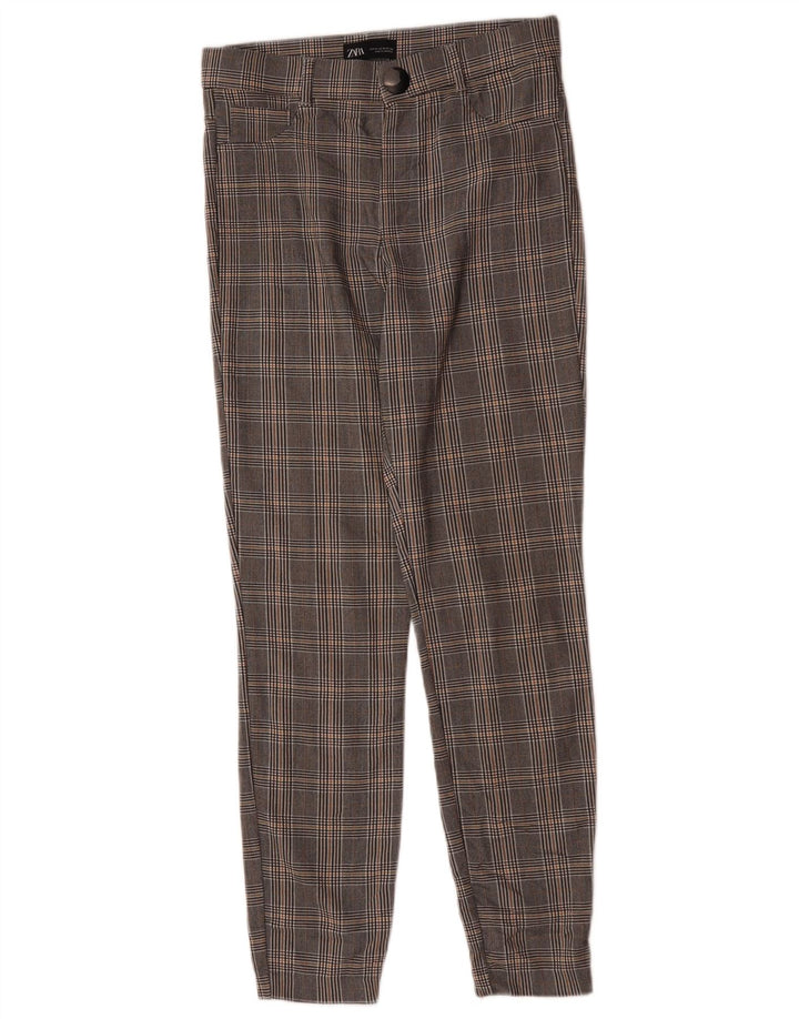 Pantaloni casual slim pentru femei Zara Mediu L28 L28 Gri Houndstooth Viscose