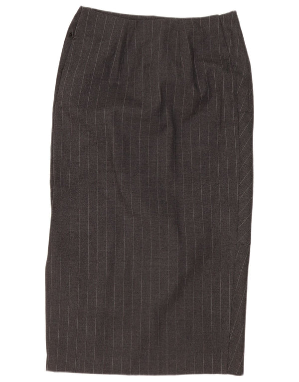 Vintage Womens Midi Skirt Large W32 Grey Pinstripe