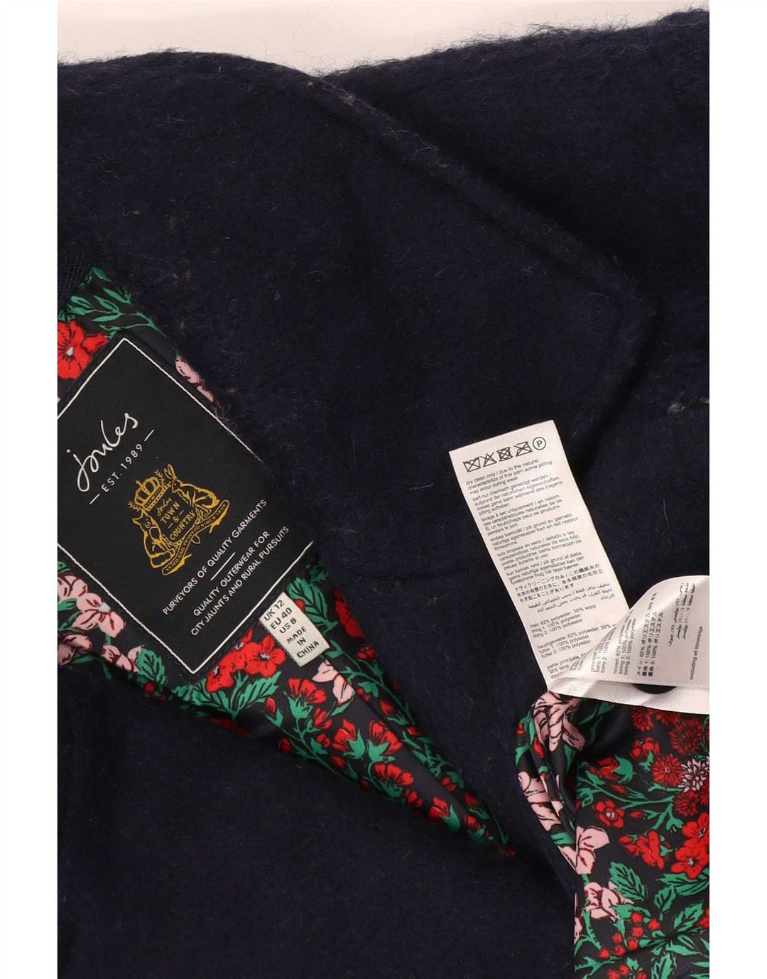 Palton pentru femei Joules UK 12 Poliester bleumarin mediu