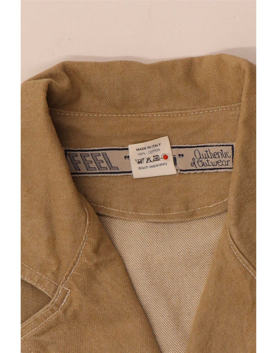 Jachetă de denim crop vintage pentru femei UK 14, bumbac maro mediu