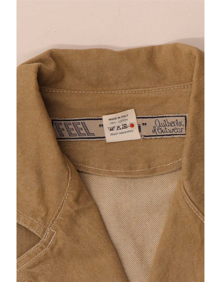 Jachetă de denim crop vintage pentru femei UK 14, bumbac maro mediu