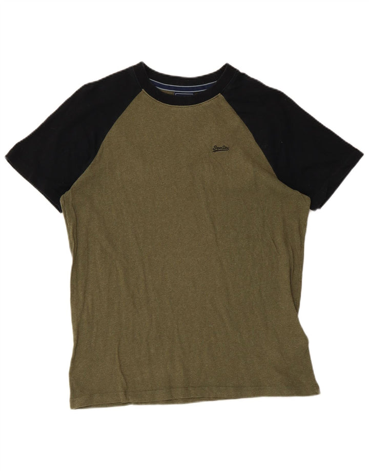 Tricou Superdry pentru bărbați Top mic kaki bumbac color bloc