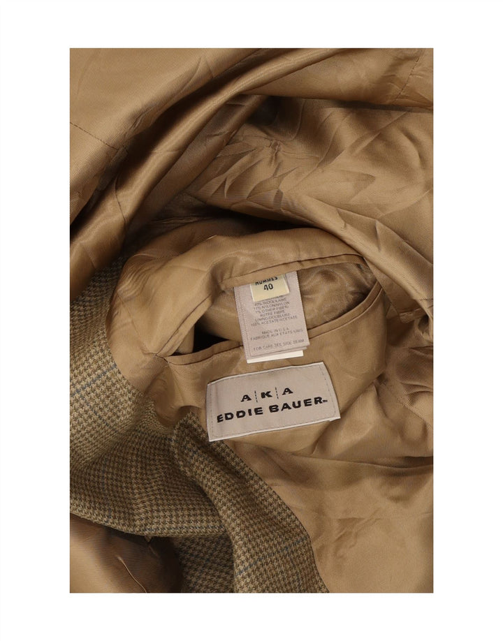 EDDIE BAUER Mens 2 Button Blazer Jacket UK 40 Large Khaki Houndstooth Silk Vintage Eddie Bauer and Second-Hand Eddie Bauer from Messina Hembry 