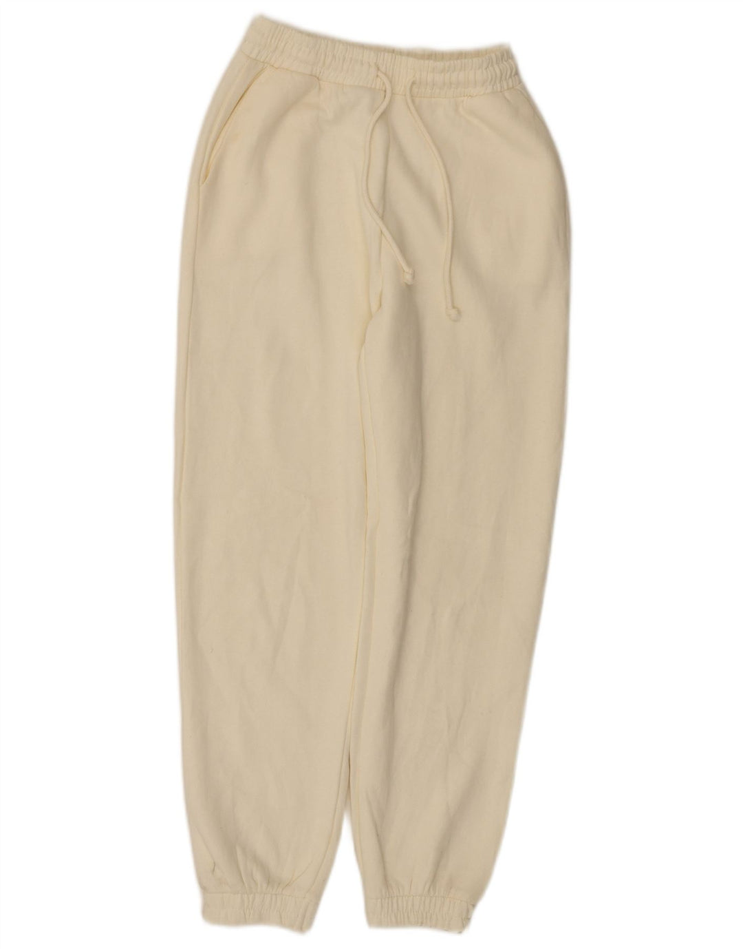 Pantaloni de trening Zara Femei Joggeri UK 8 Poliester alb catifelat