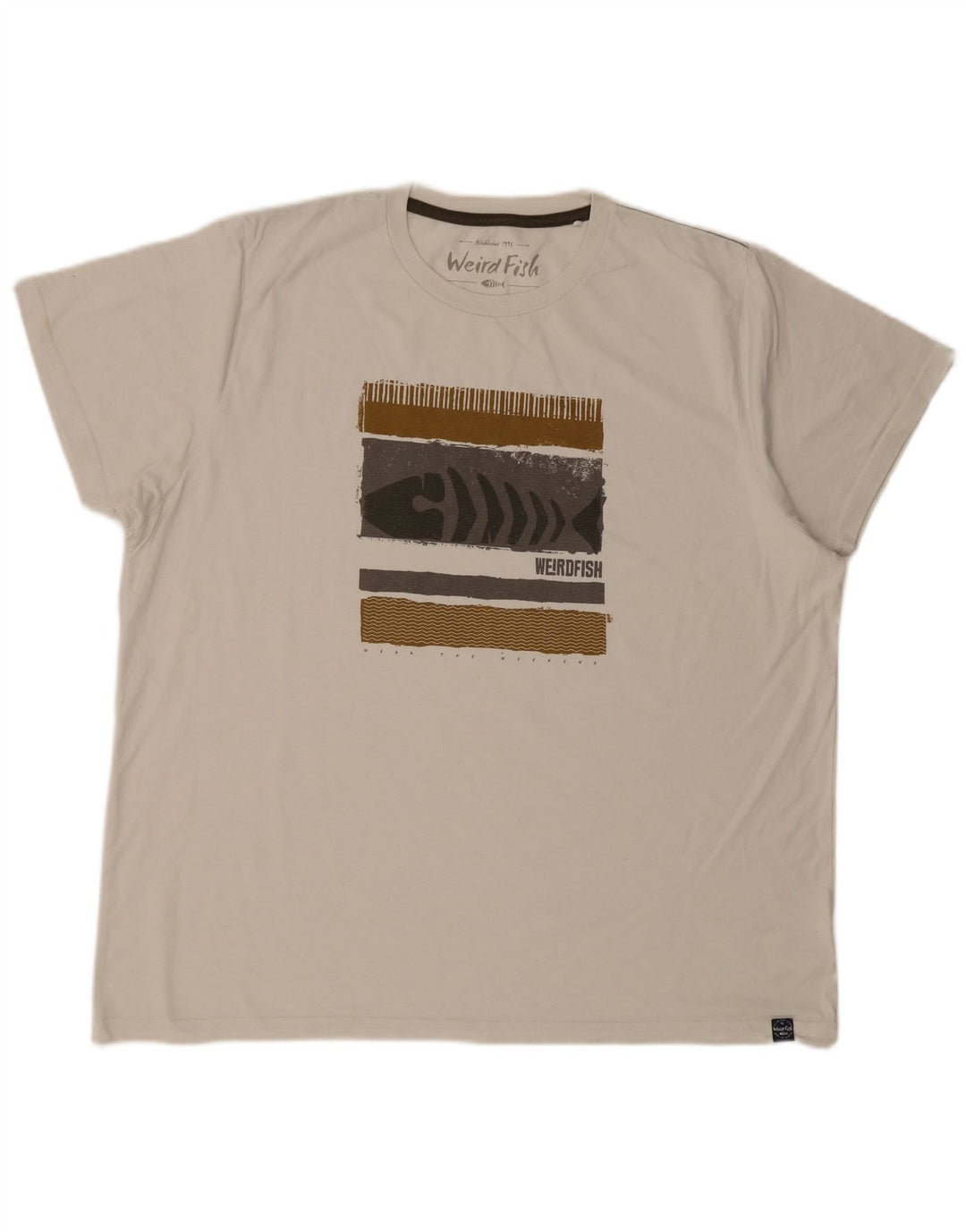 WEIRD FISH Tricou grafic pentru bărbați Top 3XL Bumbac alb