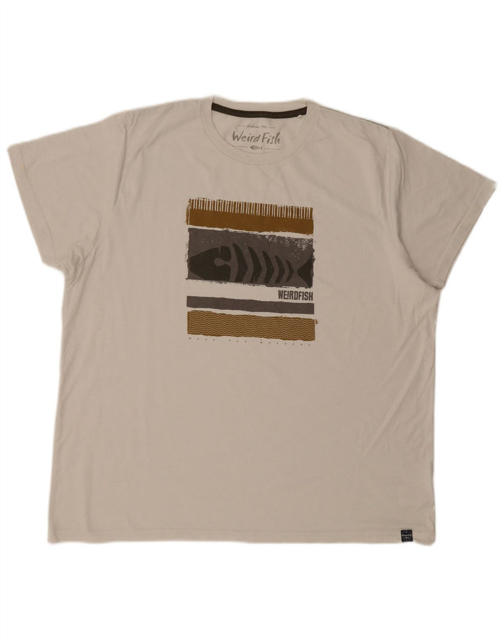 WEIRD FISH Tricou grafic pentru bărbați Top 3XL Bumbac alb