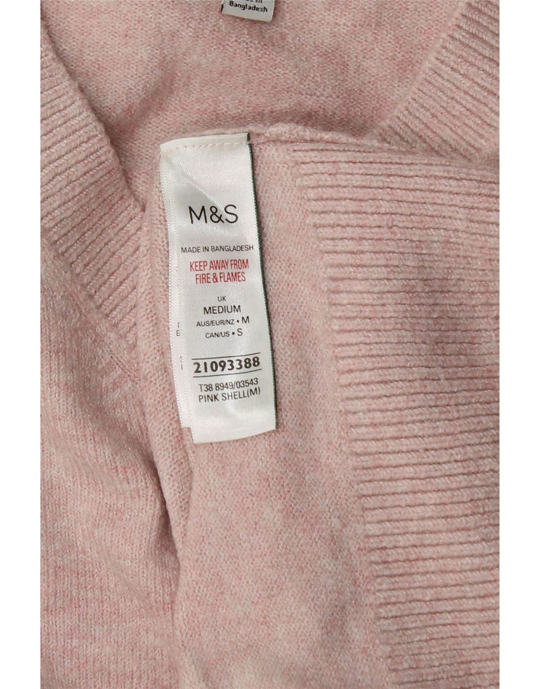 Pulover cu decolteu în V supradimensionat pentru femei Marks & Spencer UK 14 Roz mediu