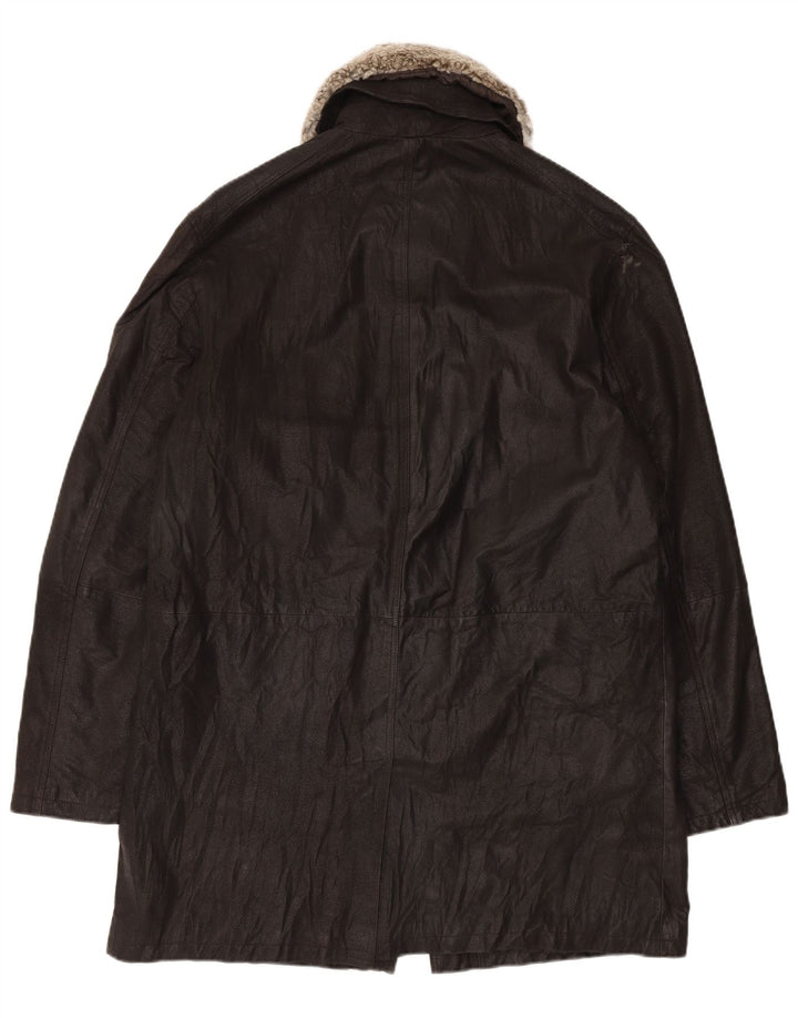 Palton din piele vintage pentru bărbați IT 54 2XL din piele neagră