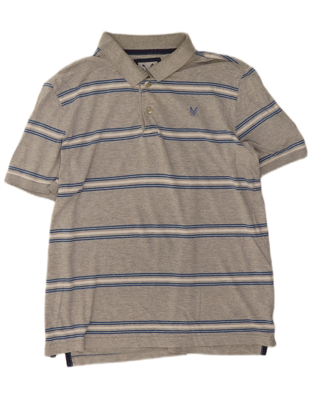 Crew Clothing Tricou polo pentru bărbați, bumbac cu dungi gri mediu