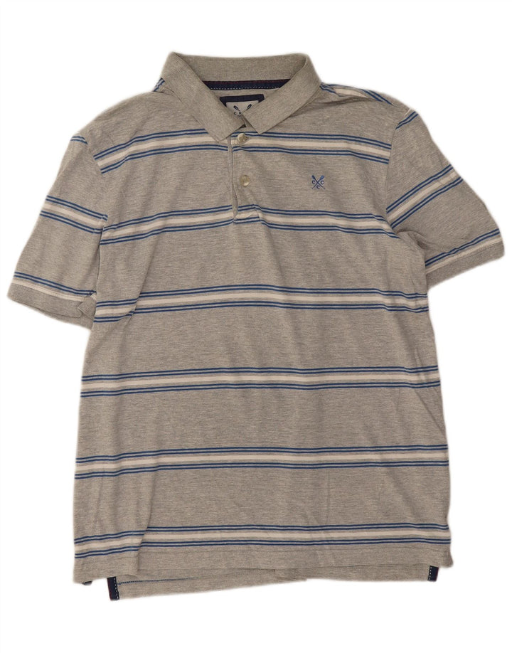 Crew Clothing Tricou polo pentru bărbați, bumbac cu dungi gri mediu