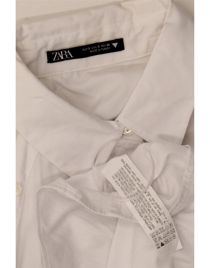 Bluză cămașă oversize pentru femei Zara UK 10 Bumbac alb mic