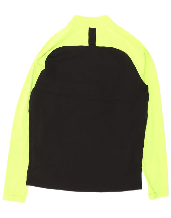 Top de trening NIKE Dri Fit, cu fermoar și gât, negru, color block