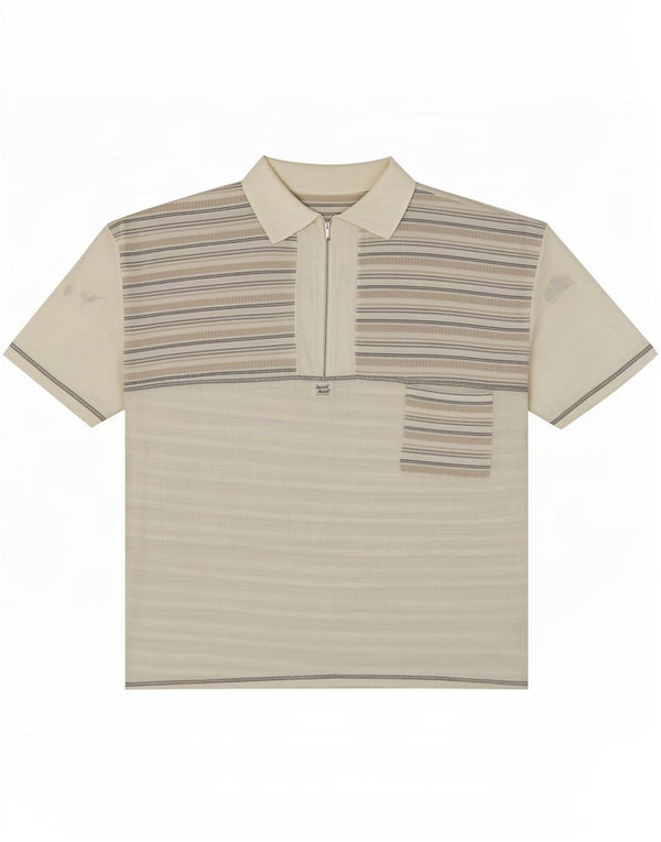 Vintage Mens Polo Shirt XL White Striped