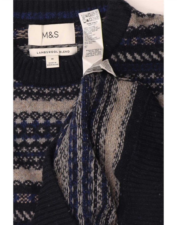 Pulover pentru bărbați Marks & Spencer, cu gât crew, mijlociu, bleumarin, Fair Isle