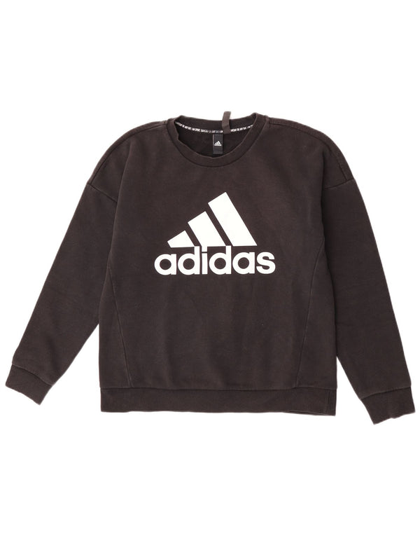 Pulover de hanorac grafic Adidas pentru femei UK 12/14 bumbac mediu negru