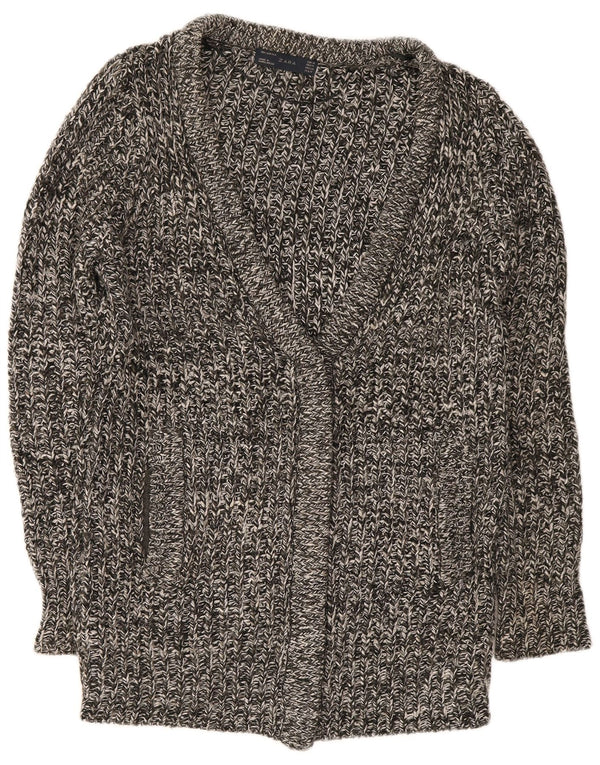 Pulover cardigan cu paragate Zara pentru femei UK 14 Gri mediu acrilic cu pete