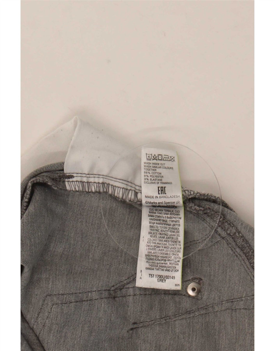 Marks & Spencer Blugi crop subțiri pentru femei UK 12 Medium L30 L26 Bumbac gri