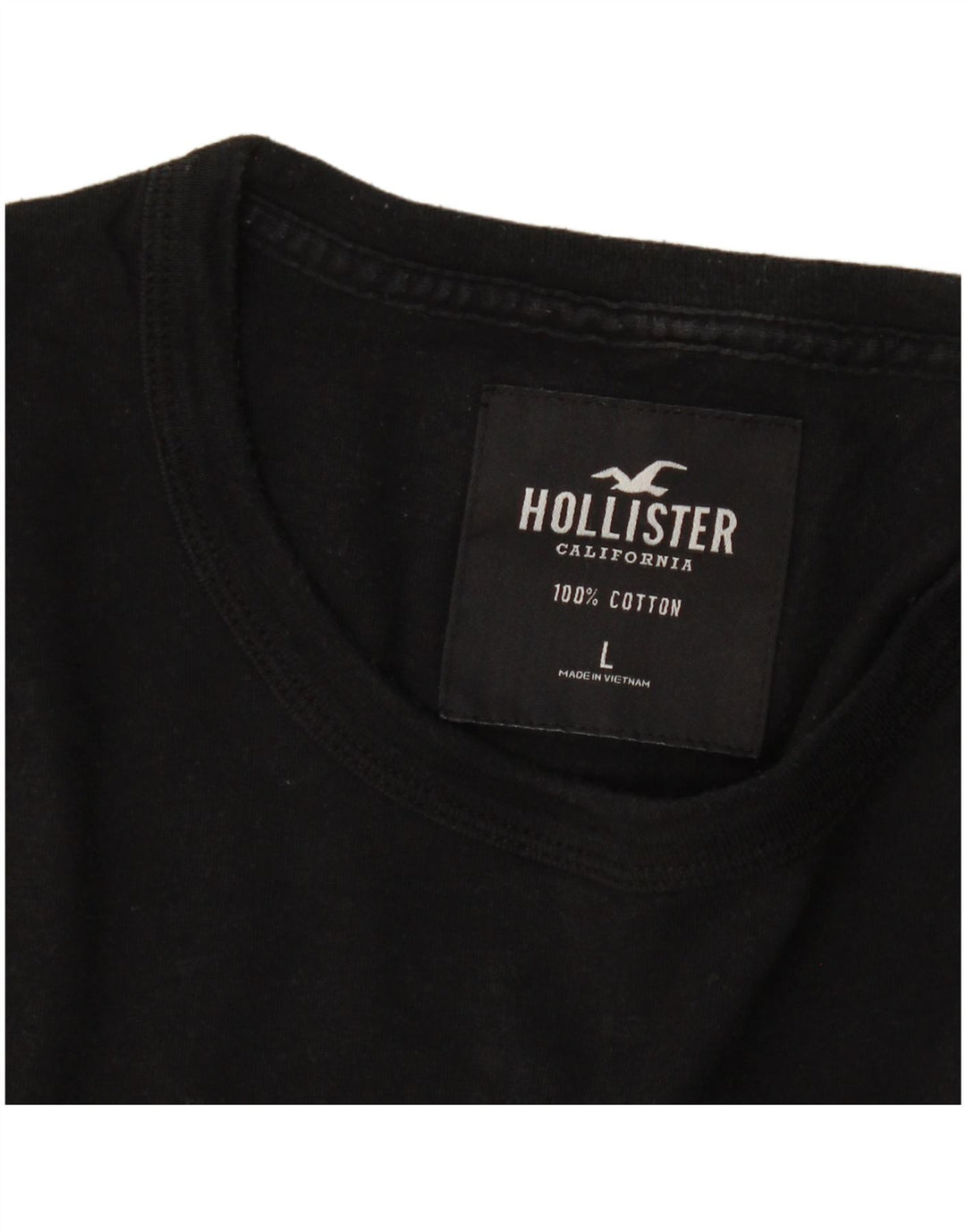 Top grafic Hollister pentru bărbați, cu mânecă lungă, mare, negru, bumbac
