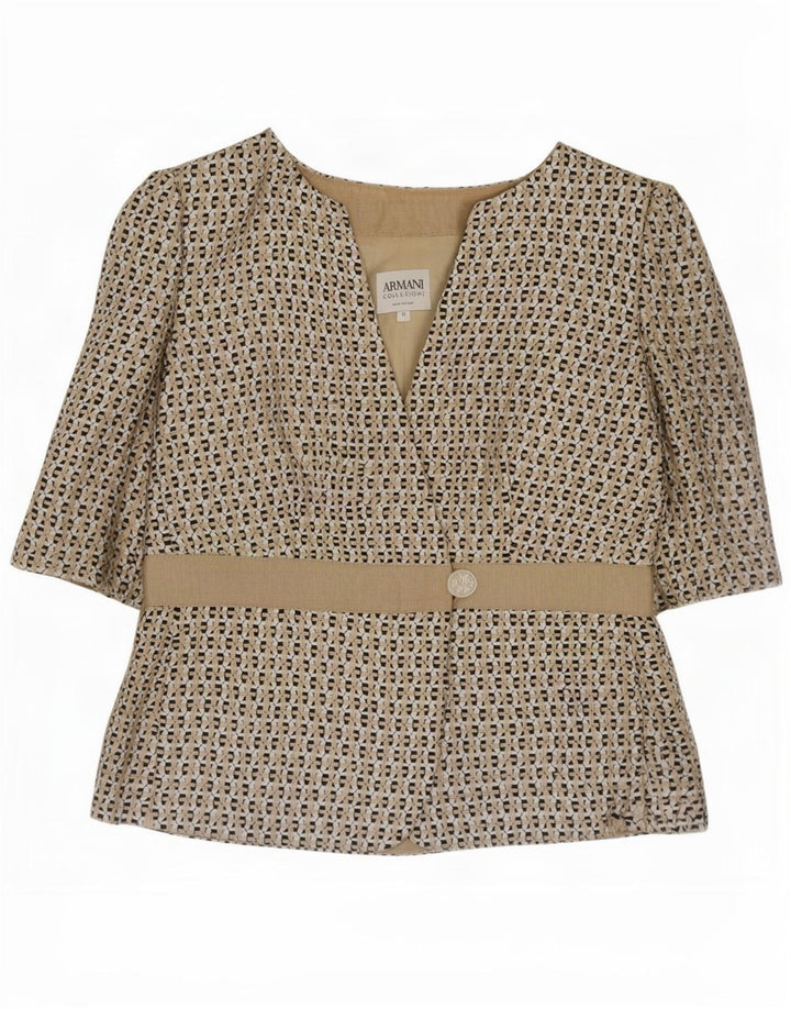 Jachetă Blazer cu mânecă scurtă pentru femei Armani Collezioni IT 42 Bej mediu