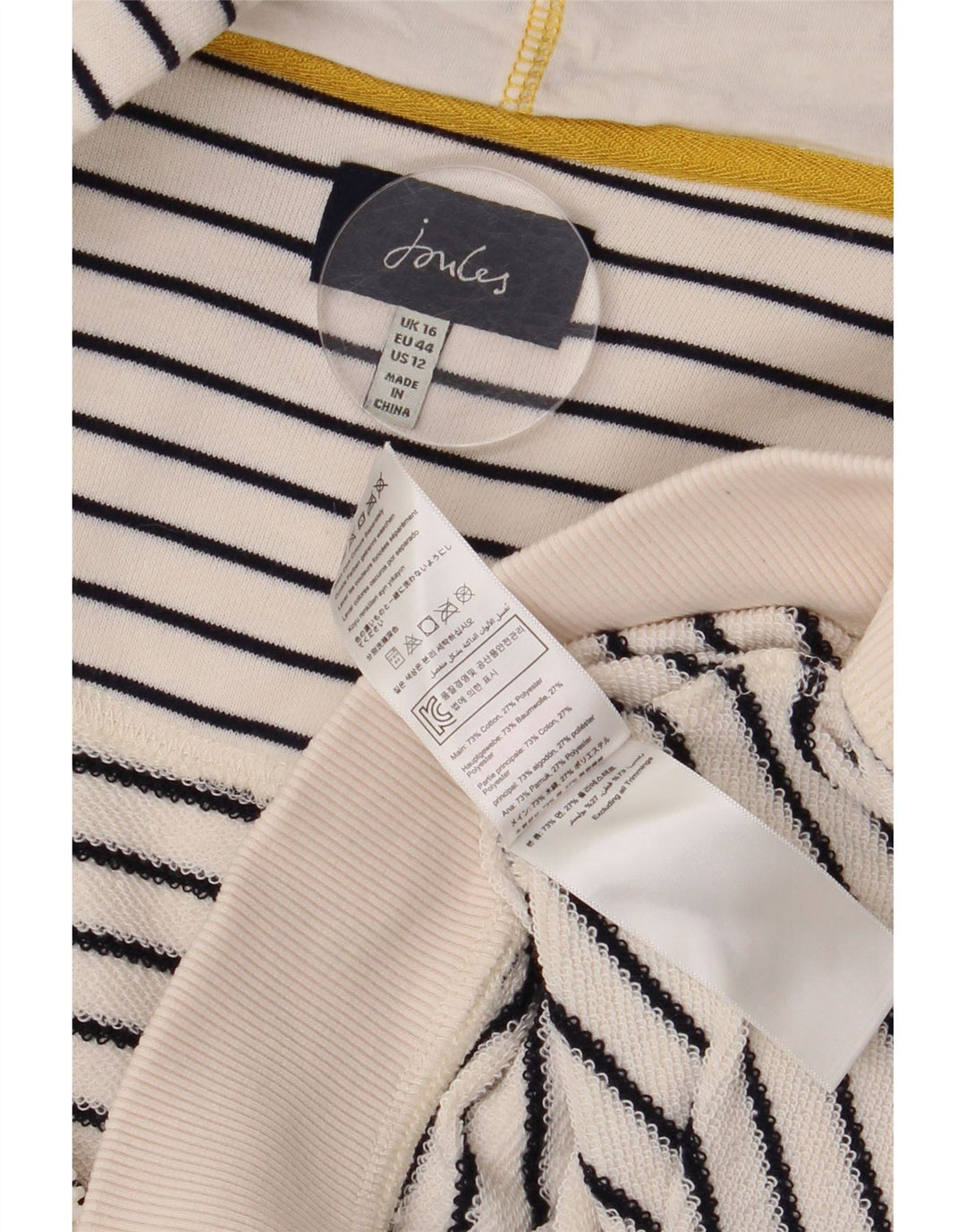 Pulover pentru damă Joules, supradimensionat, cu fermoar, cu capota, UK 16, mare, cu dungi albe