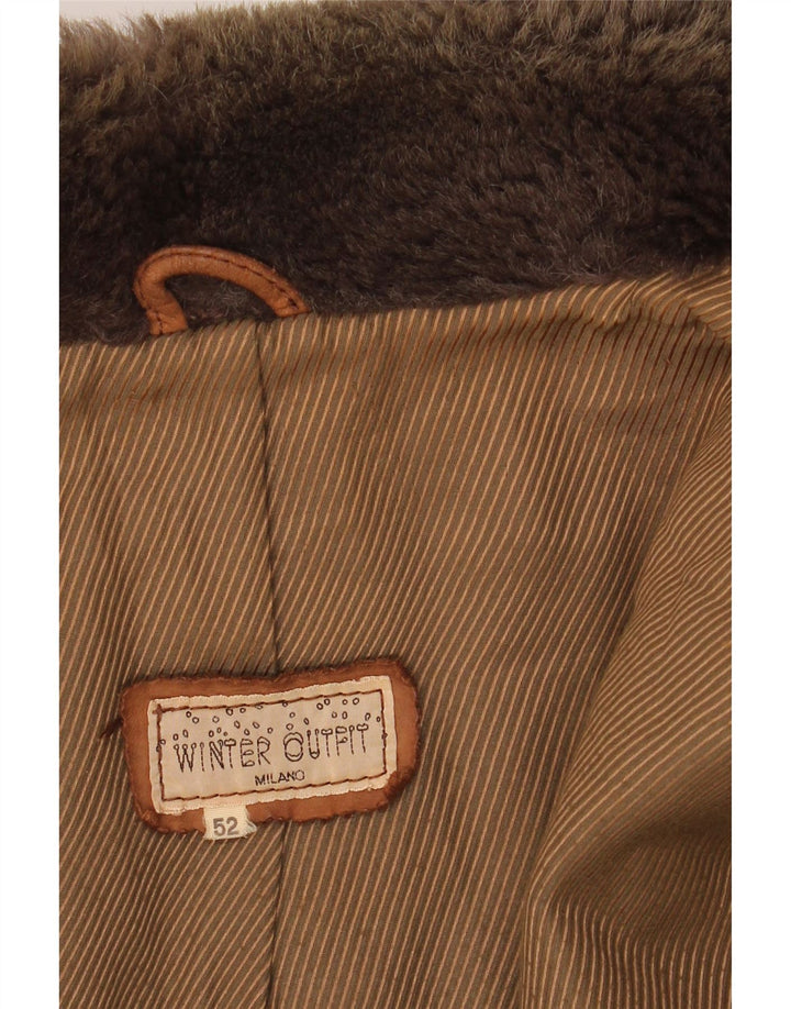 Jachetă de piele pentru bărbați VINTAGE IT 52 XL maro Colorblock