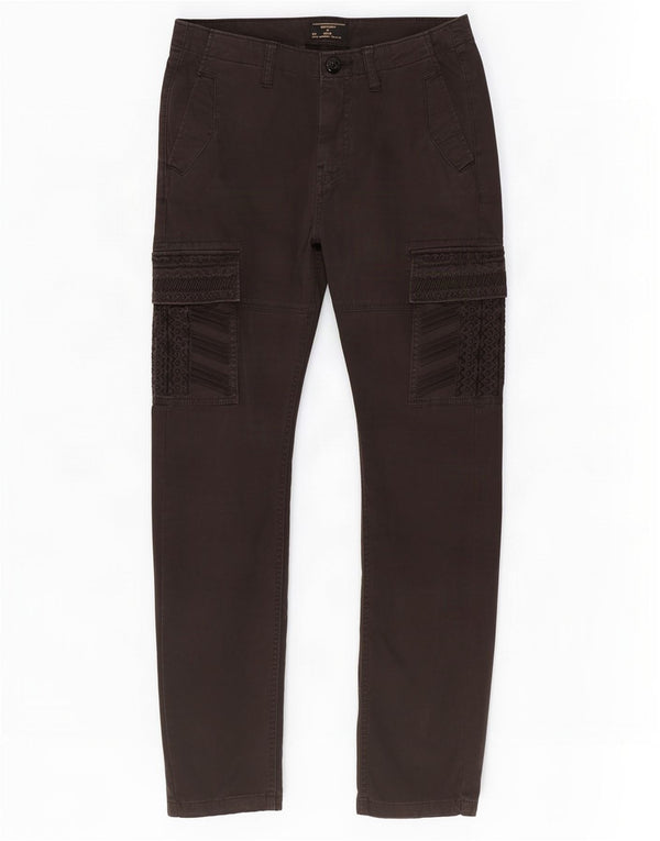 Pantaloni cargo subțiri Superdry pentru femei L24 L30 bumbac negru