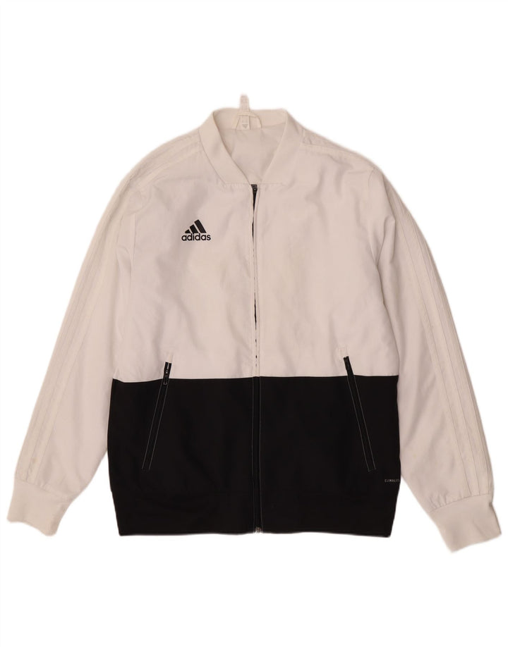 Jachetă de trening pentru bărbați Adidas, alb mediu, poliester bloc de culoare