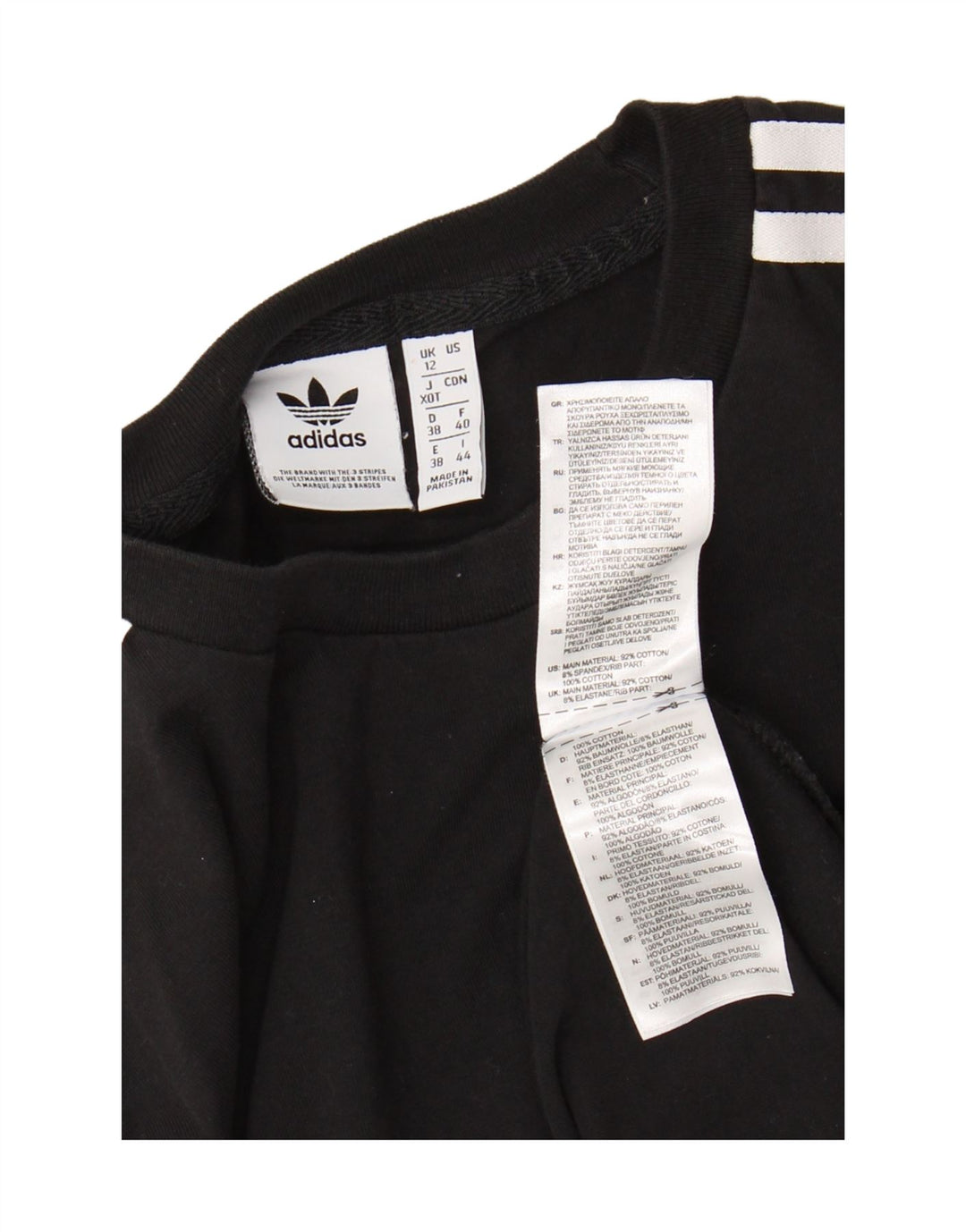 Top pentru femei ADIDAS cu mânecă lungă UK 12 mediu negru bumbac