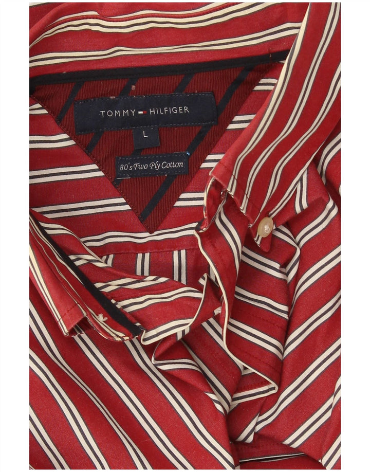 Cămașă pentru bărbați Tommy Hilfiger, bumbac cu dungi roșii mari