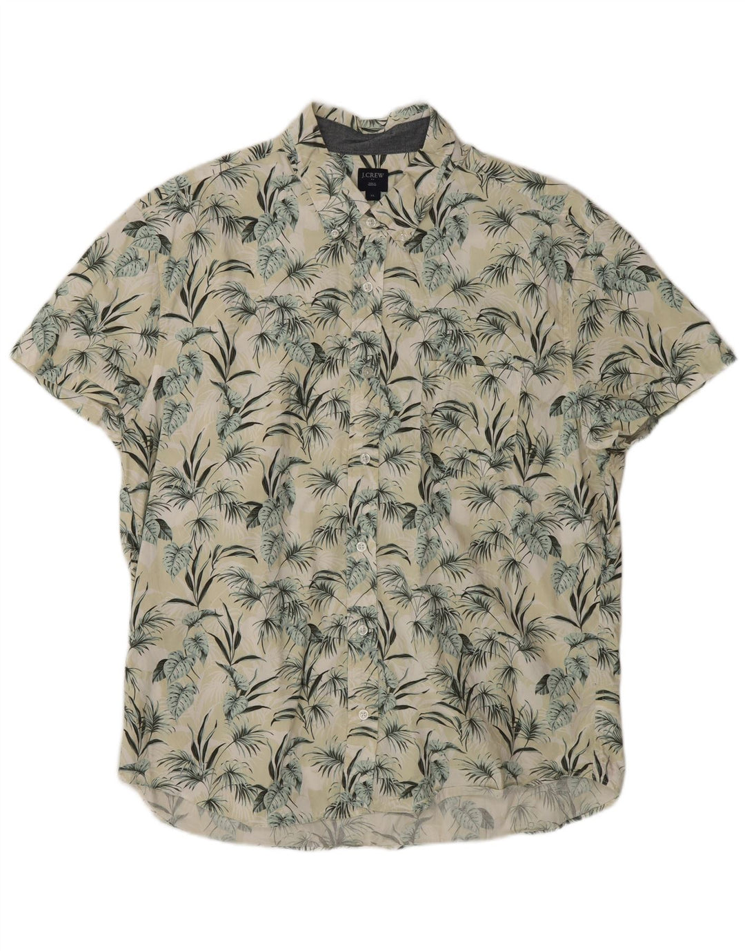 Cămașă cu mânecă scurtă pentru bărbați J. CREW XL galben din bumbac floral hawaian