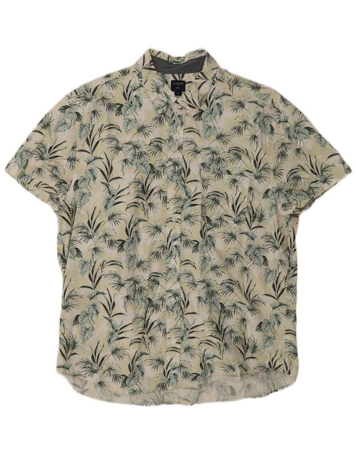 Cămașă cu mânecă scurtă pentru bărbați J. CREW XL galben din bumbac floral hawaian