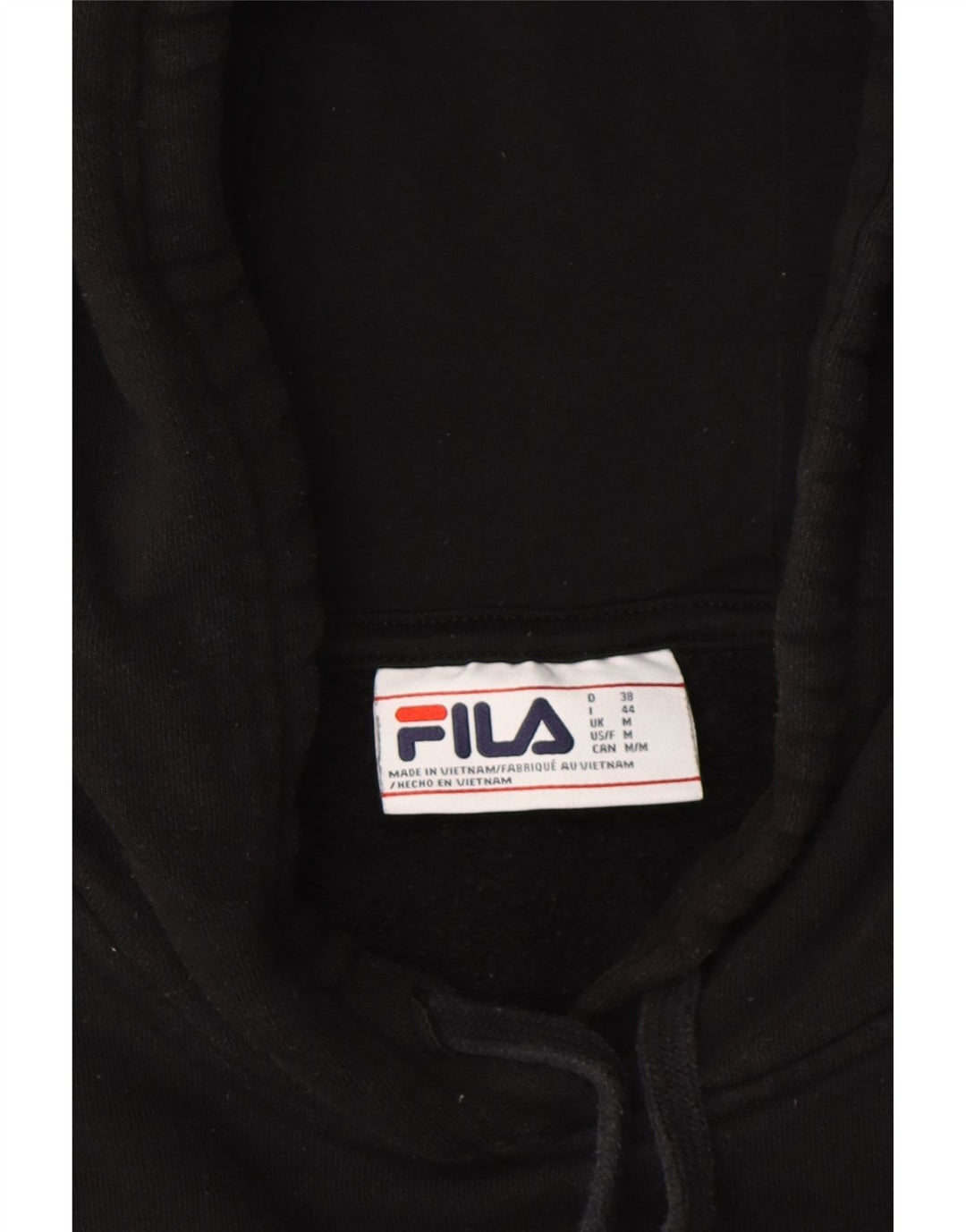 FILA Womens Hoodie Jumper UK 14 Medium Black Cotton Vintage Fila and Second-Hand Fila from Messina Hembry 