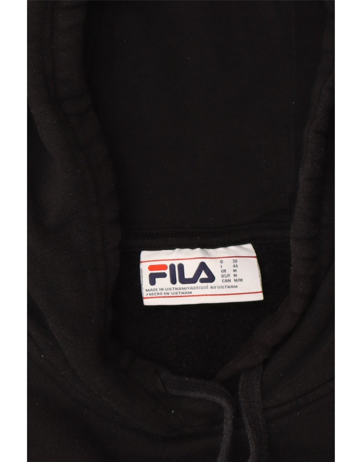 FILA Womens Hoodie Jumper UK 14 Medium Black Cotton Vintage Fila and Second-Hand Fila from Messina Hembry 