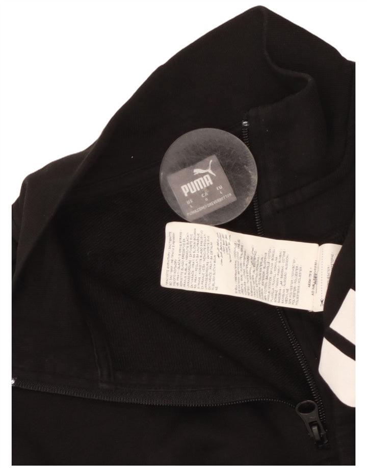 Pulover pentru femei Puma, cu grafic, cu fermoar, cu gât, UK 16, mare, negru, bumbac