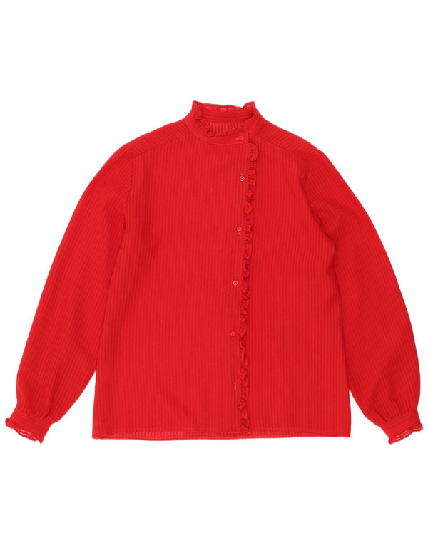 Bluză de cămașă vintage pentru femei UK 14 Medium Red Dunge