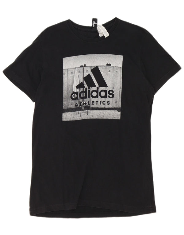 Adidas Mens Graphic T-Shirt Top Medium Black Cotton
