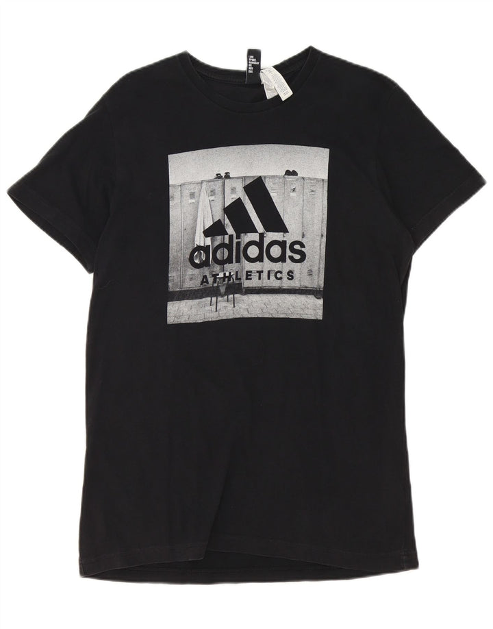 Tricou grafic Adidas pentru bărbați Top mediu negru bumbac