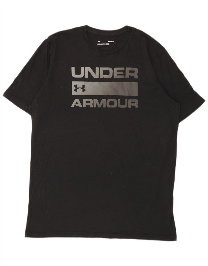 Tricou grafic Under Armour pentru bărbați Top mediu din bumbac negru