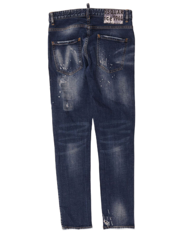 Dsquared2 Blugi skinny distressed pentru femei IT 46 Large W30 L29 Blue Bumbac