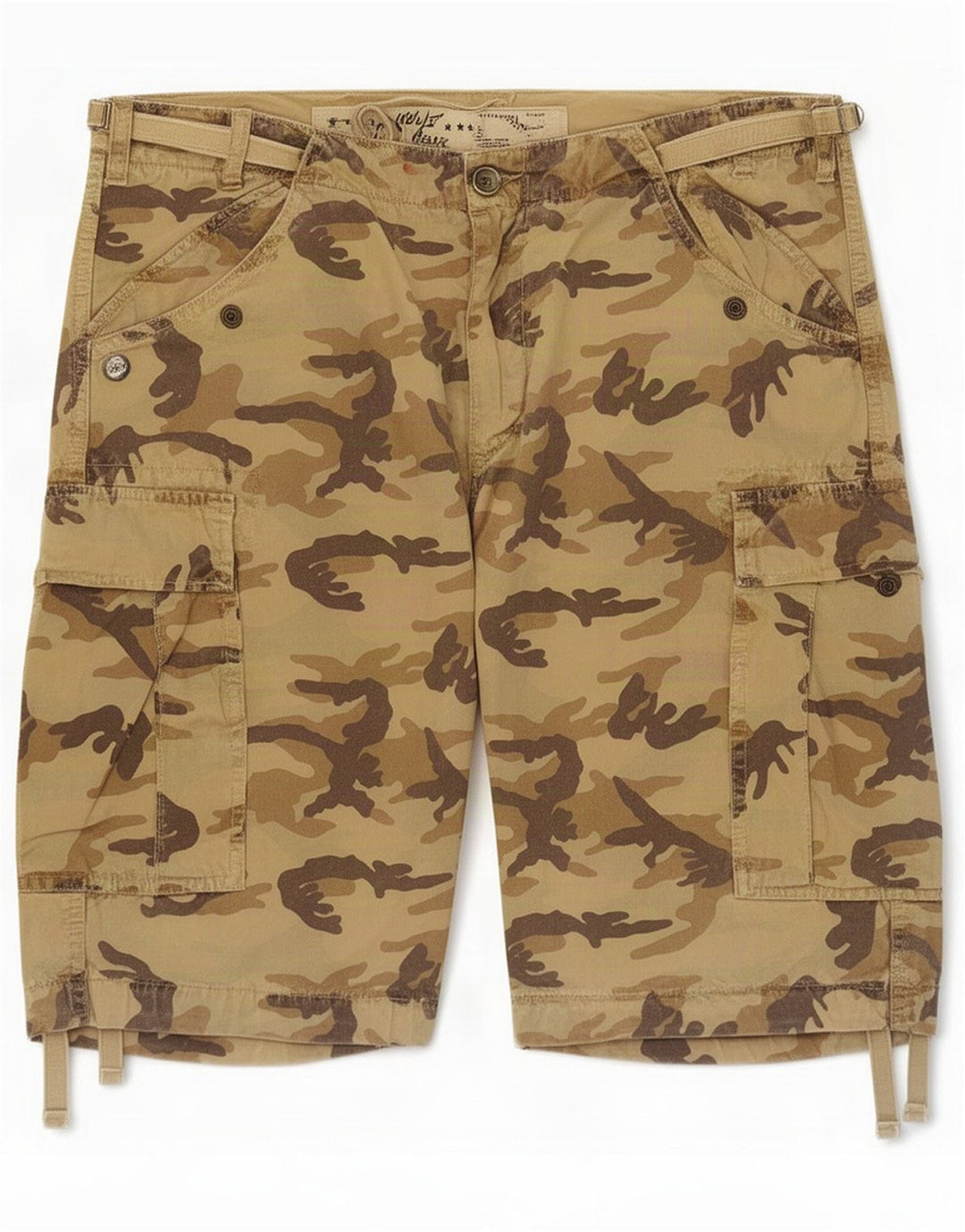 40Weft Mens Cargo Shorts XL W38 Beige Camouflage