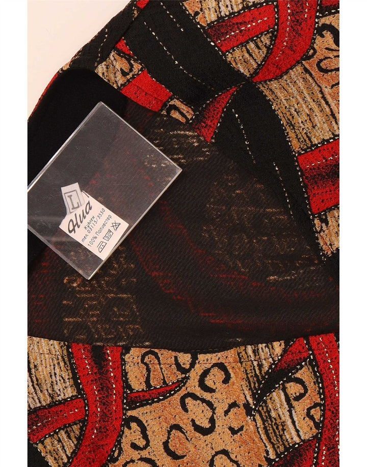 Bluză de cămașă cu model abstract pentru femei vintage UK 14 mare, multicoloră