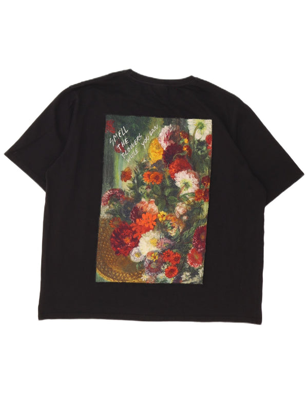 Tricou grafic Desigual pentru femei Top UK 20 2XL Bumbac floral negru