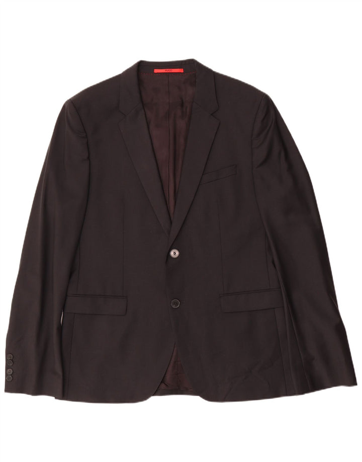 Blazer pentru bărbați Hugo Boss cu 2 nasturi EU 52 XL Lână neagră