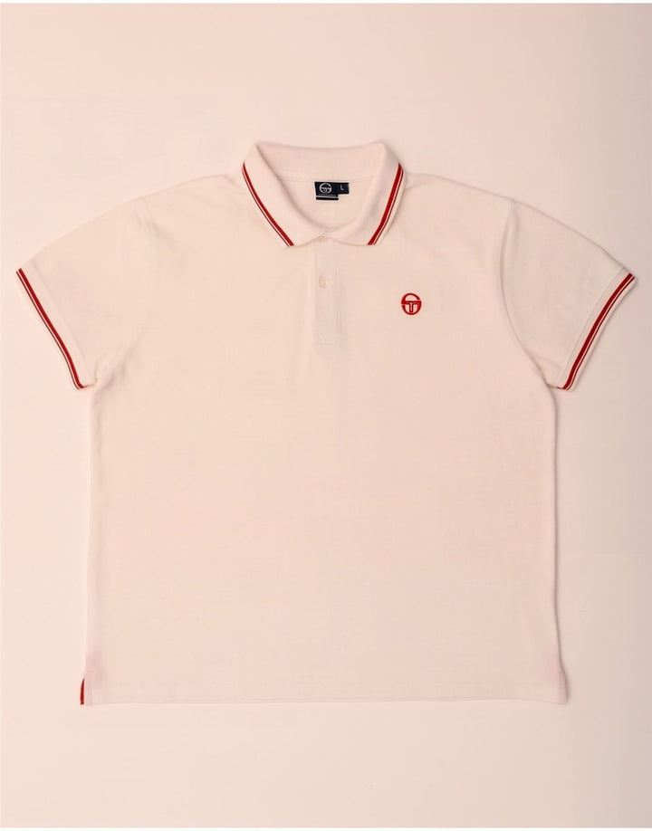 Tricou polo Sergio Tacchini pentru bărbați, bumbac alb mare