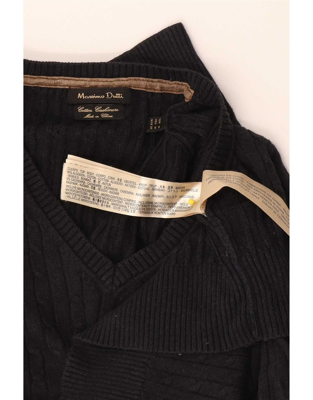 Pulover Massimo Dutti pentru bărbați, cu decolteu în V, bumbac mediu albastru bleumarin