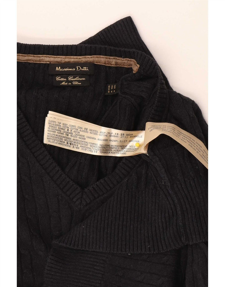 Pulover Massimo Dutti pentru bărbați, cu decolteu în V, bumbac mediu albastru bleumarin