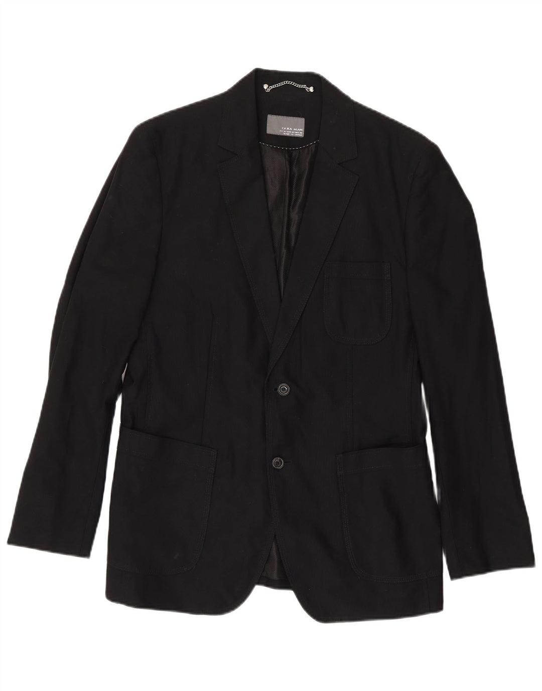 Blazer pentru bărbați Zara cu 2 nasturi EU 50 Bumbac mediu negru